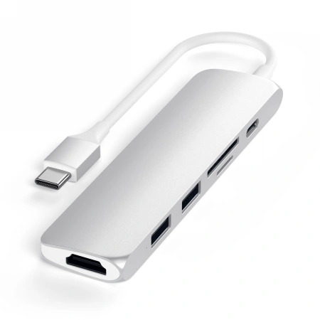 Satechi 6-in-1 Slim Multiport Adapter USB-C / USB-C, 2x USB-A, 4K HDMI, Micro/SD, Ethernet