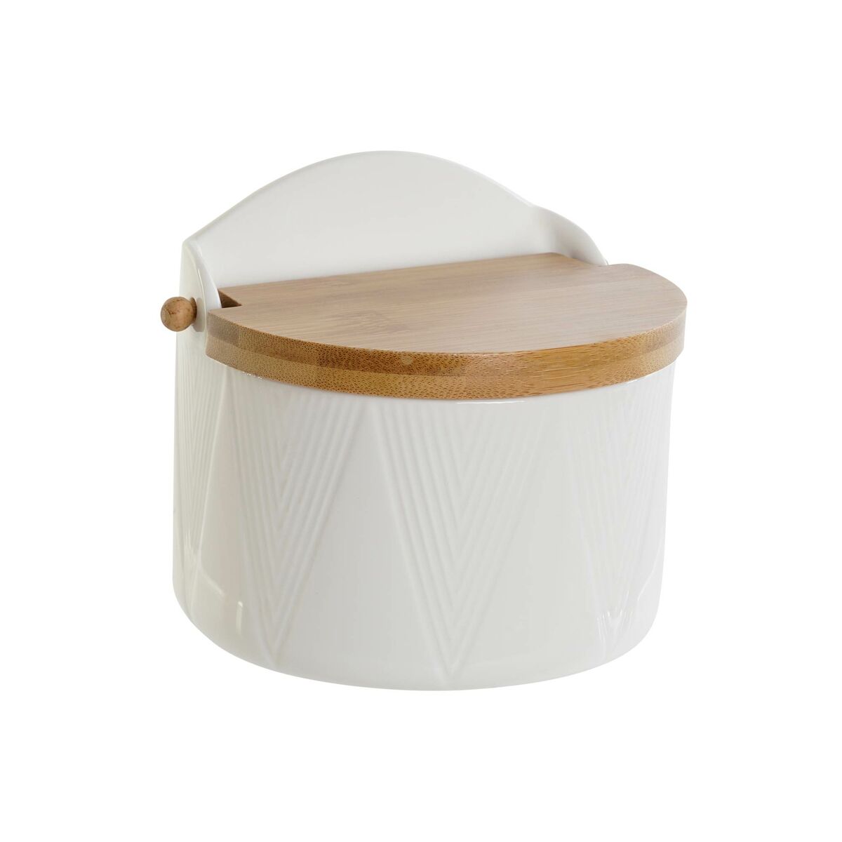 Salt Shaker with Lid DKD Home Decor White Natural Bamboo Porcelain 12 x 10 x 11 cm