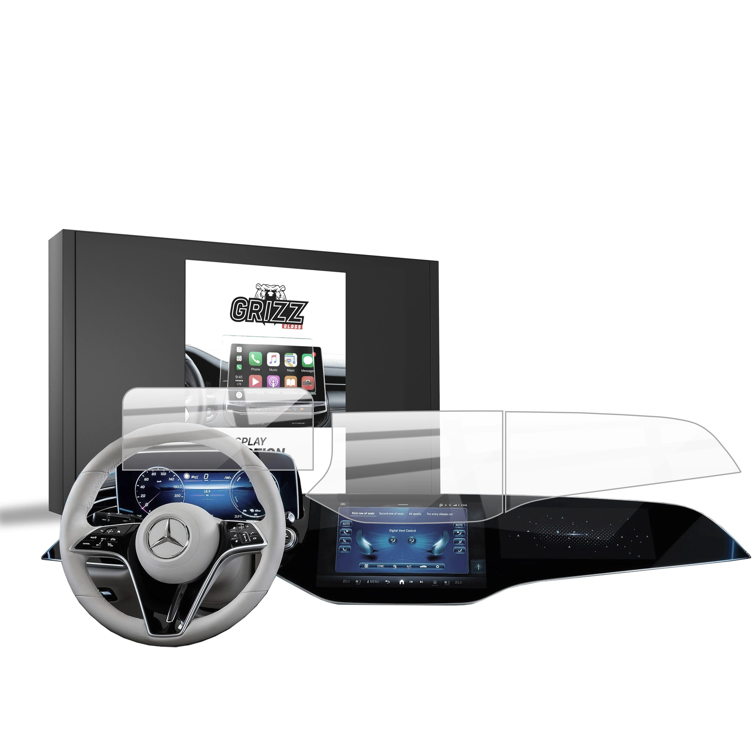 Ceramic GrizzGlass CarDisplay Protection Mercedes E Klasa W214 Superscreen 2023-2024 [3 PACK]