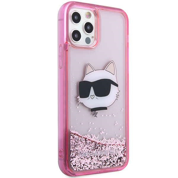 Karl Lagerfeld KLHCP12MLNCHCP Apple iPhone 12/12 Pro pink hardcase Glitter Choupette Head