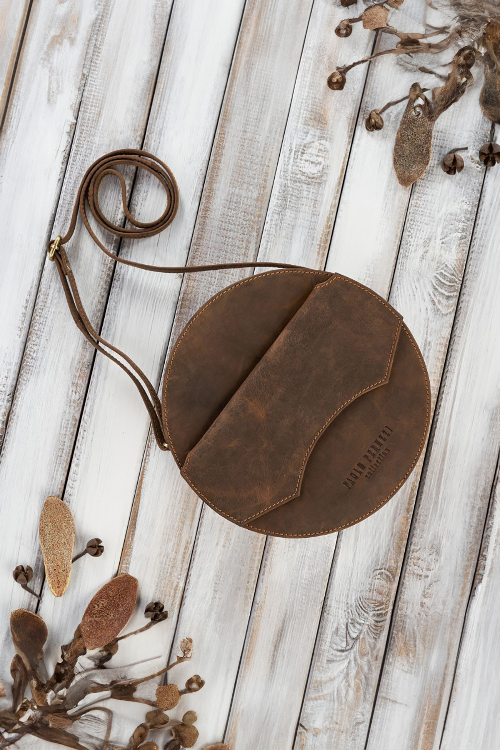  Natural leather bag model 191523 Galanter  brown