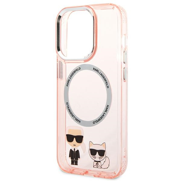 Karl Lagerfeld KLHMP14XHKCP Apple iPhone 14 Pro Max hardcase pink Karl & Choupette Aluminium Magsafe