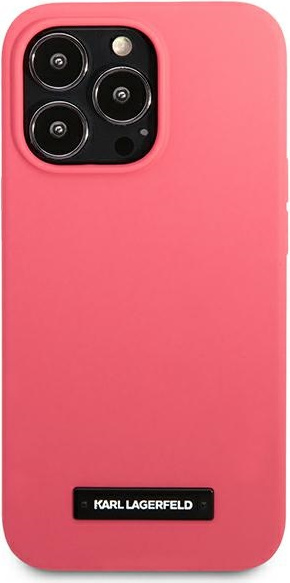 Karl Lagerfeld KLHCP13XSLMP1PI Apple iPhone 13 Pro Max hardcase fuchsia Silicone Plaque