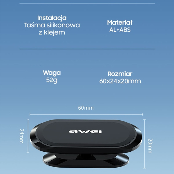 AWEI X20 Dashboard Magnetic Car Mount Black 