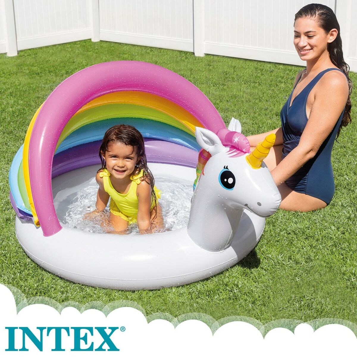 Inflatable Paddling Pool for Children Intex Unicorn Awning 102 x 69 x 127 cm 45 L (6 Units)