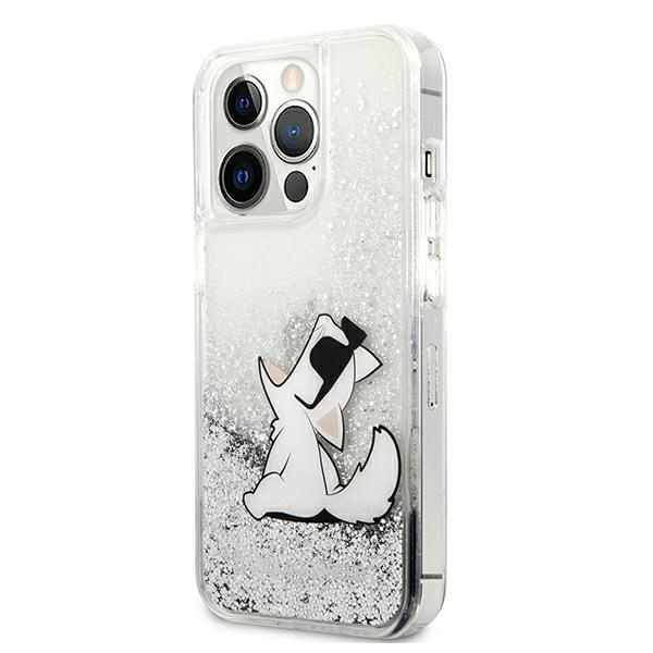 Karl Lagerfeld KLHCP13XGCFS Apple iPhone 13 Pro Max silver hardcase Liquid Glitter Choupette Fun