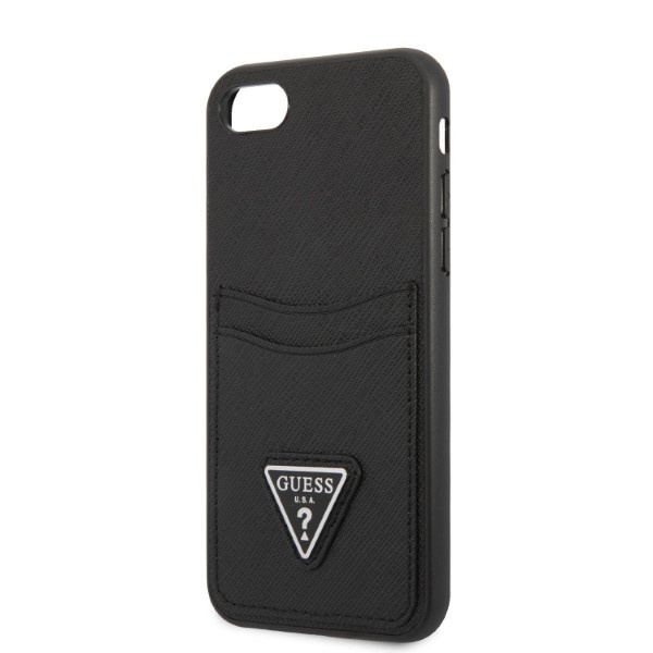 Guess GUHCI8PSATPK Apple iPhone SE 2022/SE 2020/8/7 hardcase black hardcase Saffiano Triangle Logo Cardslot
