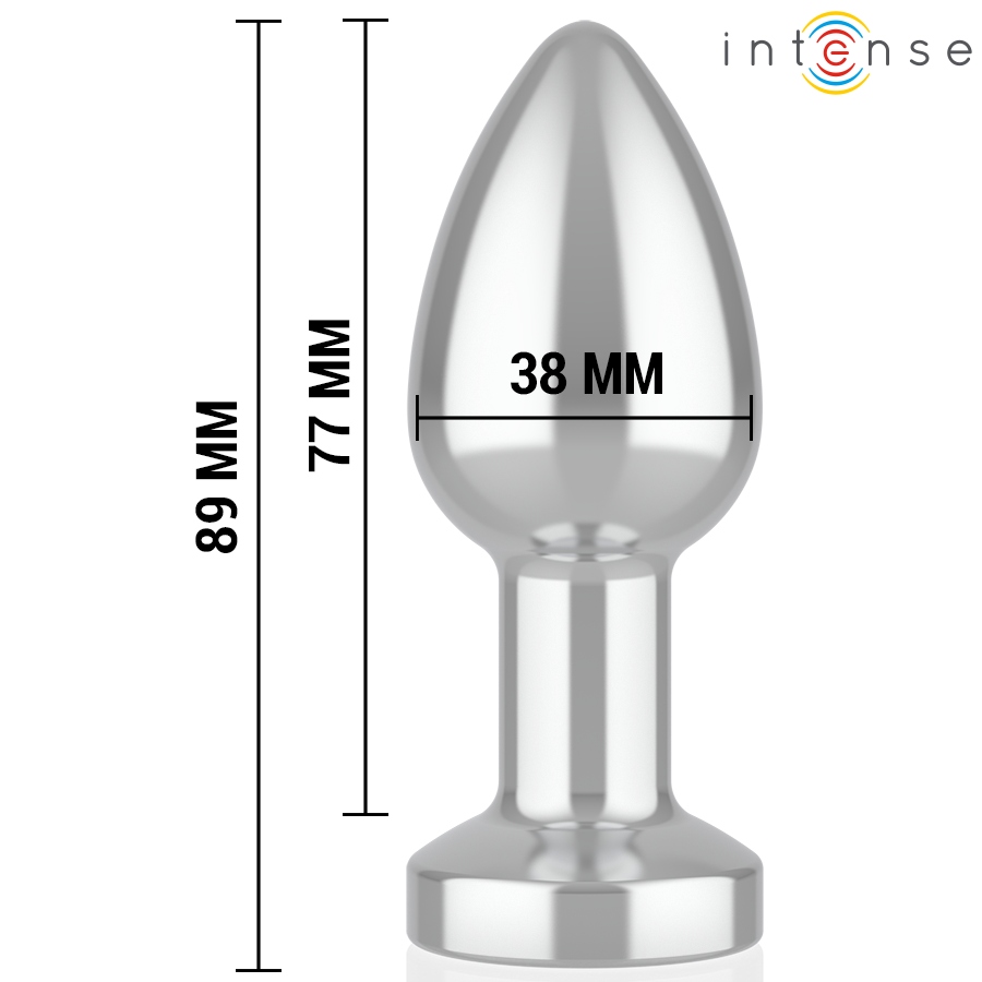 INTENSE - VIBRATING METAL ANAL PLUG WITH LED LIGHTS AND REMOTE CONTROL - SIZE M