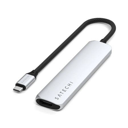 Satechi 6-in-1 HUB USB-C Slim Multiport Adapter USB-C / 2xUSB-A, USB-C, 4K HDMI, card reader silver