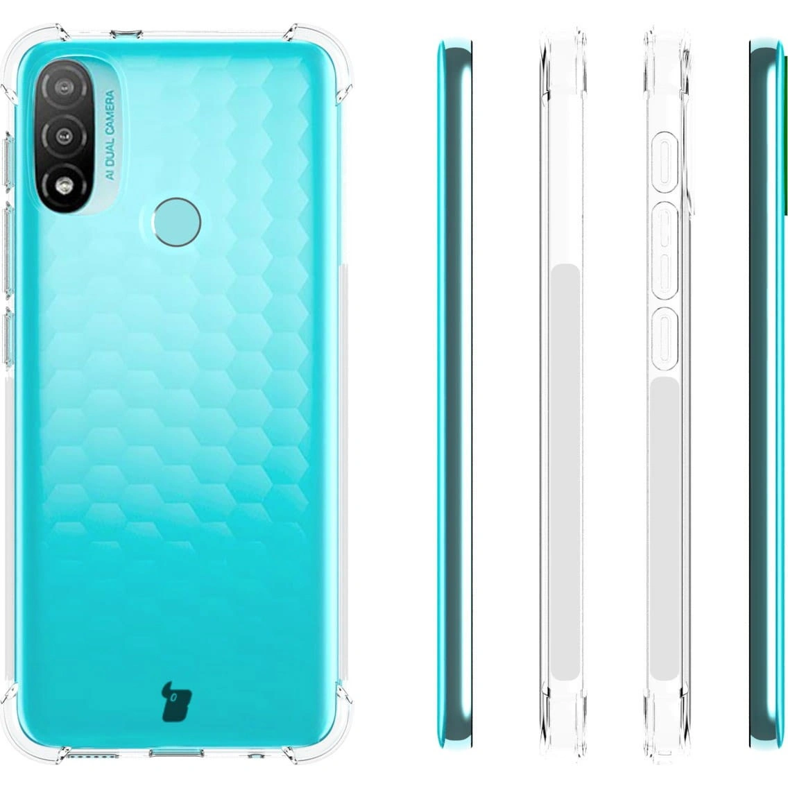 Bizon Case Clear Pack case + 2x screen glass + lens glass Moto E20 clear