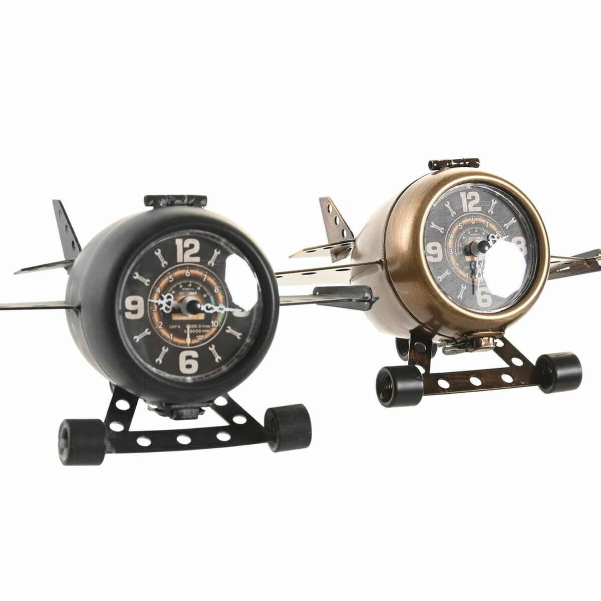 Table clock DKD Home Decor 23 x 16 x 13 cm Aeroplane Black Golden Iron Vintage (2 Units)
