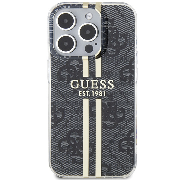 Guess GUHCP15LH4PSEGK Apple iPhone 15 Pro hardcase IML 4G Gold Stripe black
