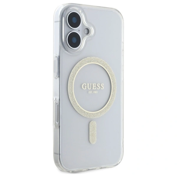 Guess GUHMP16MHFGERET Apple iPhone 16 Plus hardcase IML Glitter Circle MagSafe transparent