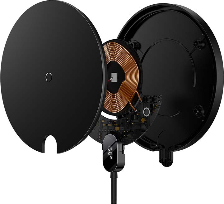 Inductive wireless charger Baseus Digital LED 15W (black)