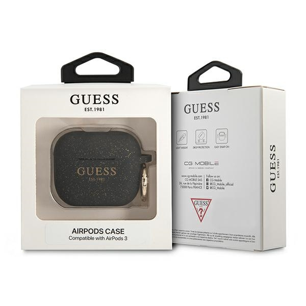 Guess GUA3SGGEK Apple AirPods 3 cover black Silicone Glitter