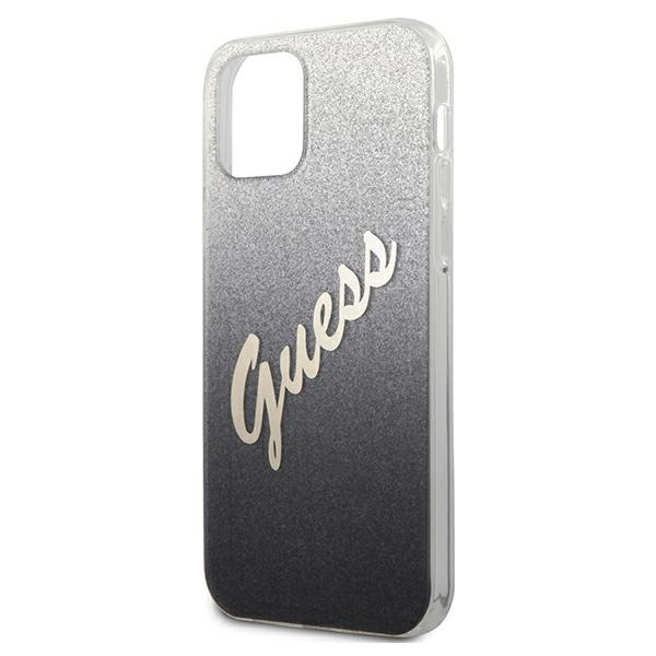 Guess GUHCP12MPCUGLSBK Apple iPhone 12/12 Pro black hardcase Glitter Gradient Script
