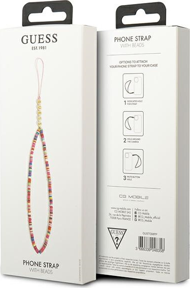 Guess GUSTGMPP Phone Strap multicolor pink Heishi Beads