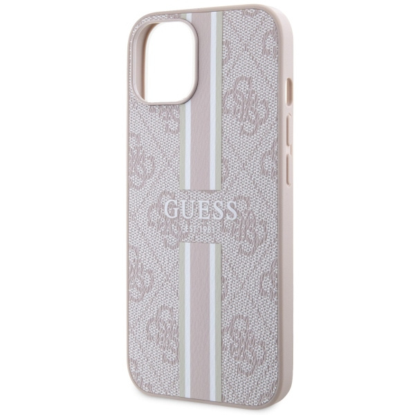 Guess GUHMP14SP4RPSP Apple iPhone 14 pink hardcase 4G Printed Stripes MagSafe