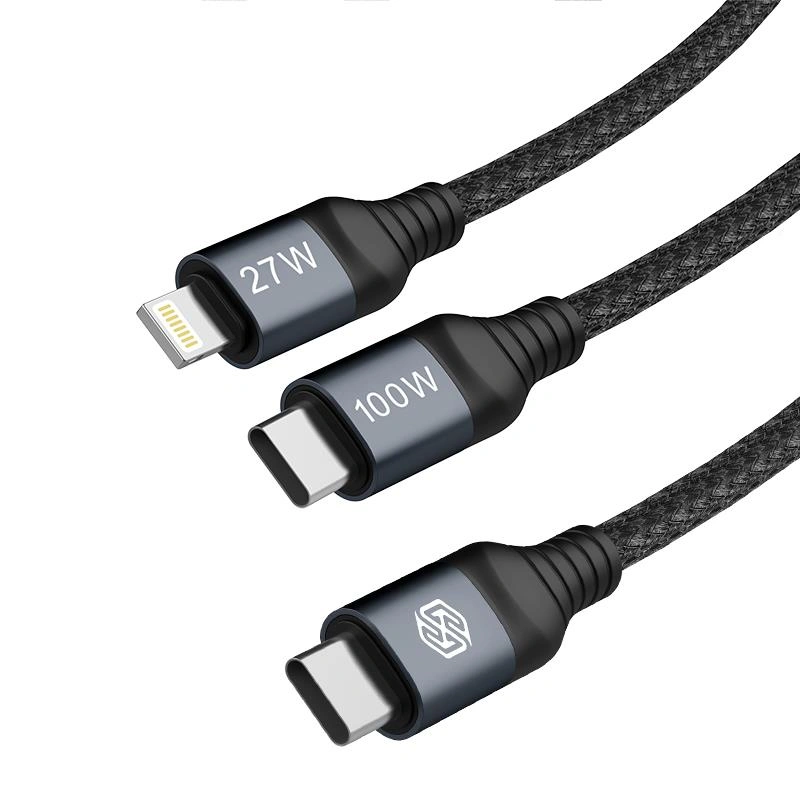 Cable Nillkin Data Cable DualPower 2w1 USB-C PD 3.0 100W, Lightning PD 27W black