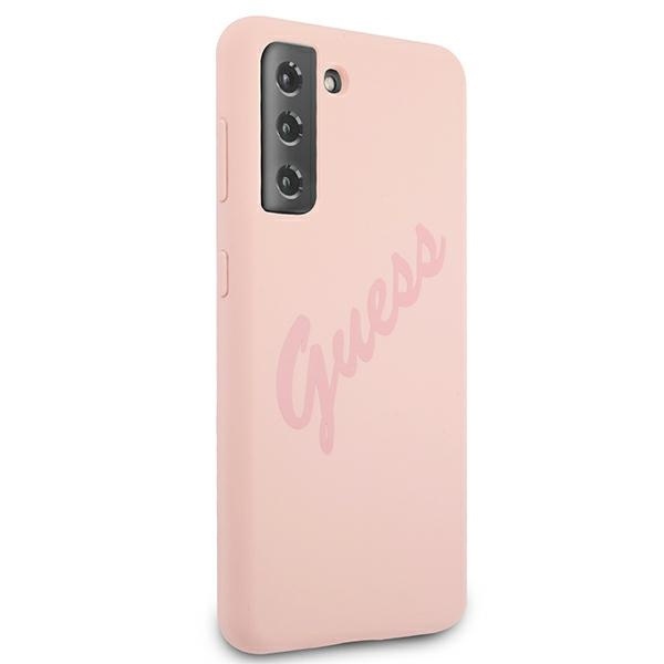 Guess GUHCS21MLSVSPI Samsung Galaxy S21+ Plus pink hardcase Script Vintage