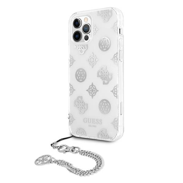 Guess GUHCP12LKSPESI Apple iPhone 12 Pro Max silver hardcase Peony Chain Collection