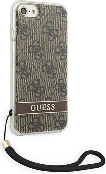 Guess GUOHCI8H4STW Apple iPhone SE 2022/SE 2020/8/7 brown hardcase 4G Print Strap