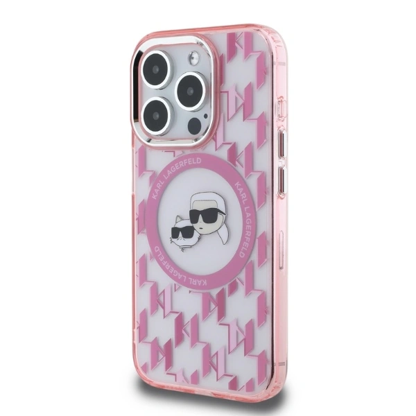 Karl Lagerfeld KLHMP15LHMCKMHP Apple iPhone 15 Pro IML Monogram Karl&Choupette Head MagSafe pink