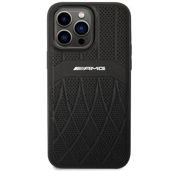 Mercedes AMG AMHMP14XOSDBK Apple iPhone 14 Pro Max black hardcase Leather Curved Lines MagSafe