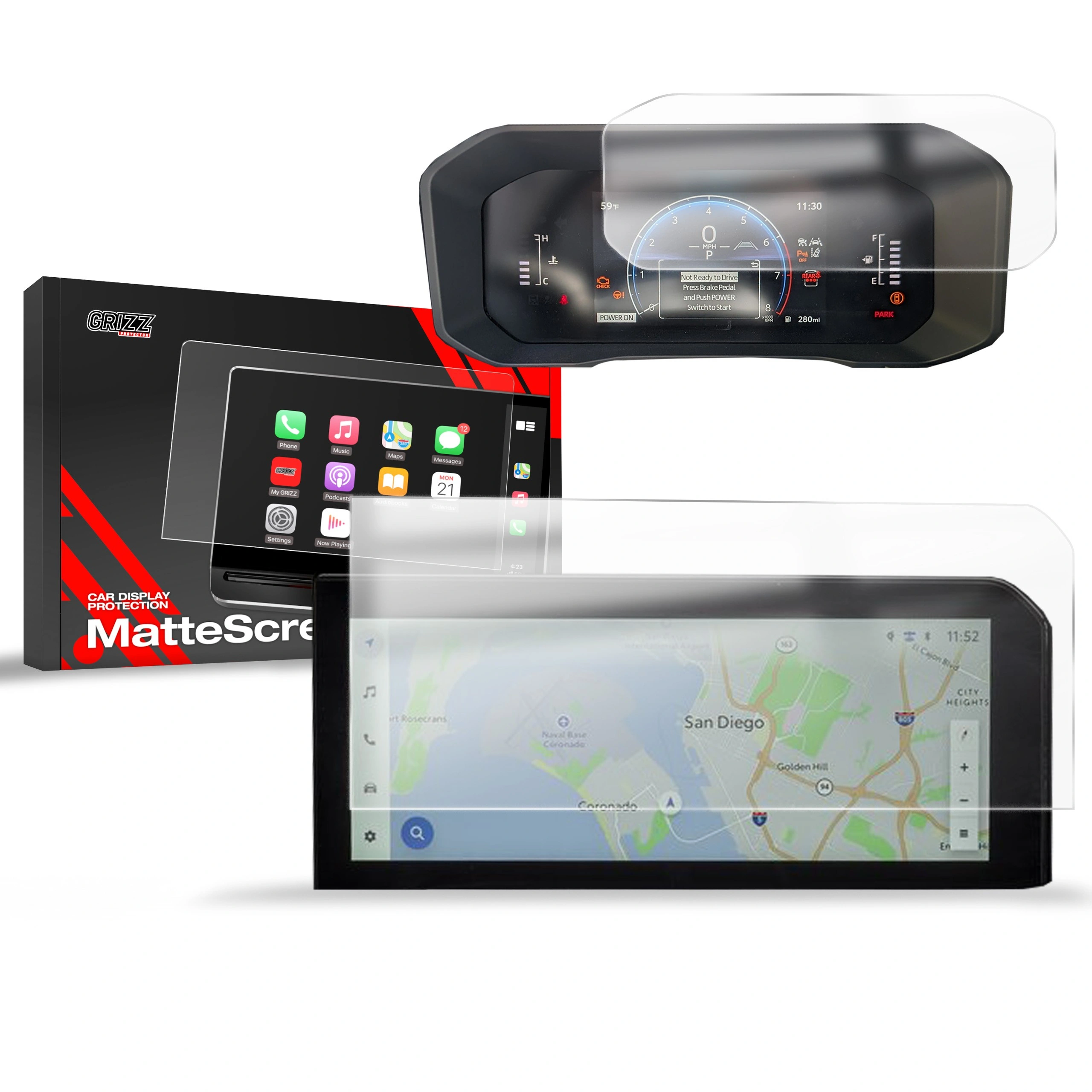 Matte GrizzGlass CarDisplay Protection Toyota Land Cruiser 8 12,3" 2024 [2in1]