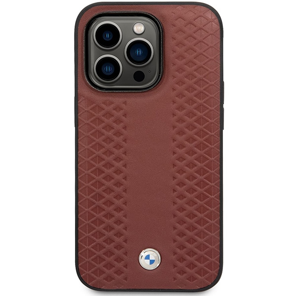 BMW BMHCP14X22RFGR Apple iPhone 14 Pro Max burgundy Leather Diamond Pattern