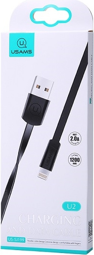 USAMS Flat Cable U2 Lightning 1,2m black SJ199IP01 Apple iPhone 5/6/7/8/X (US-SJ199)