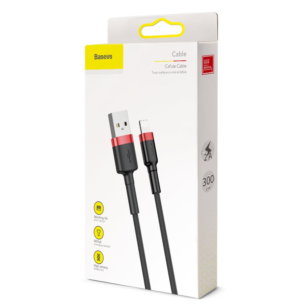 Baseus Cafule USB-A/Lightning Cable QC 3.0 2A 3M black-red