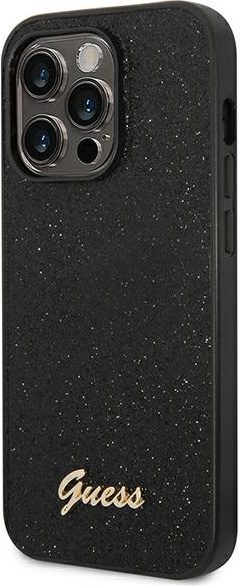 Guess GUHCP14LHGGSHK Apple iPhone 14 Pro black hard case Glitter Script