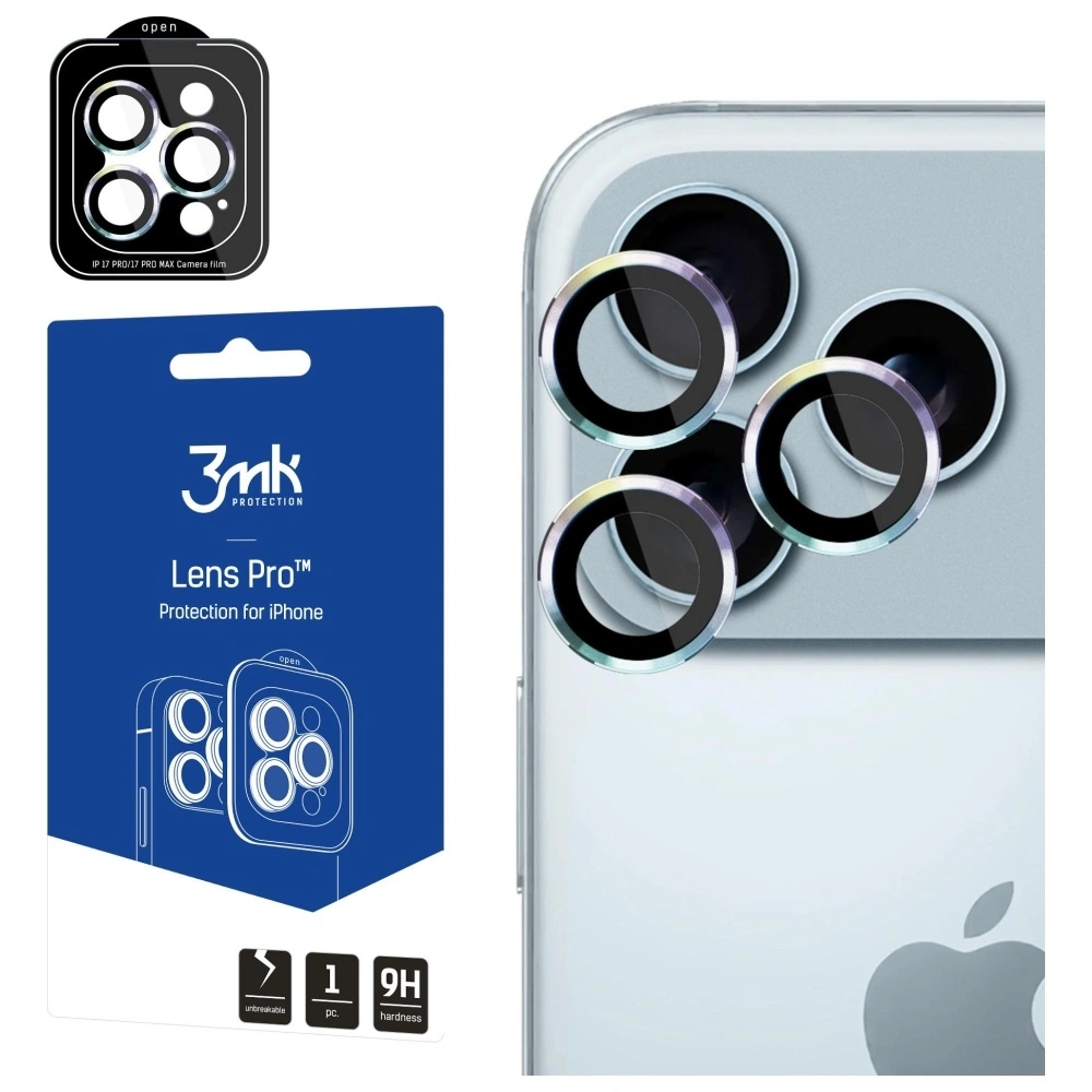 Szkło hybrydowe na obiektyw aparatu 3MK Lens Protection Pro do Apple iPhone 17 Pro / 17 Pro Max wielokolorowy