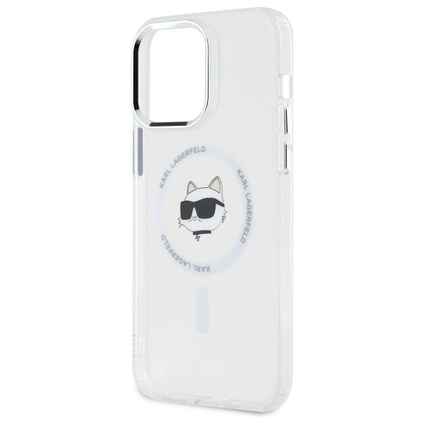 Karl Lagerfeld KLHMP13XHLSCHH Apple iPhone 13 Pro Max hardcase IML Metal Choupette Head MagSafe white