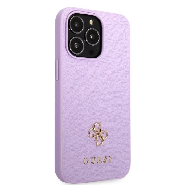Guess GUHCP13LPS4MU Apple iPhone 13 Pro purple hardcase Saffiano 4G Small Metal Logo