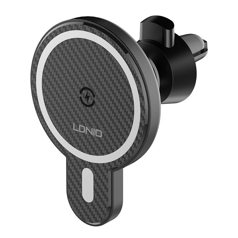 LDNIO MA20 Car Mount Holder with Wireless Charger 15W + Metal Ring (black)