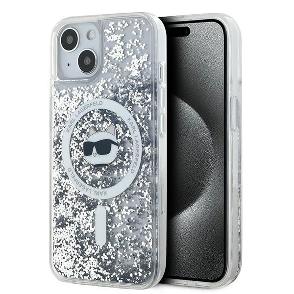 Karl Lagerfeld KLHMP14SLGCHSGH Apple iPhone 15 / 14 / 13 hardcase Liquid Glitter Choupette Head Magsafe transparent