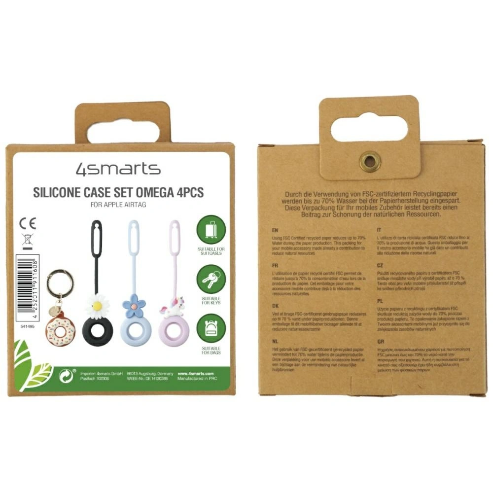 Silikonowe etui 4smarts Set Omega do Apple AirTag wielokolorowe [4 PACK]
