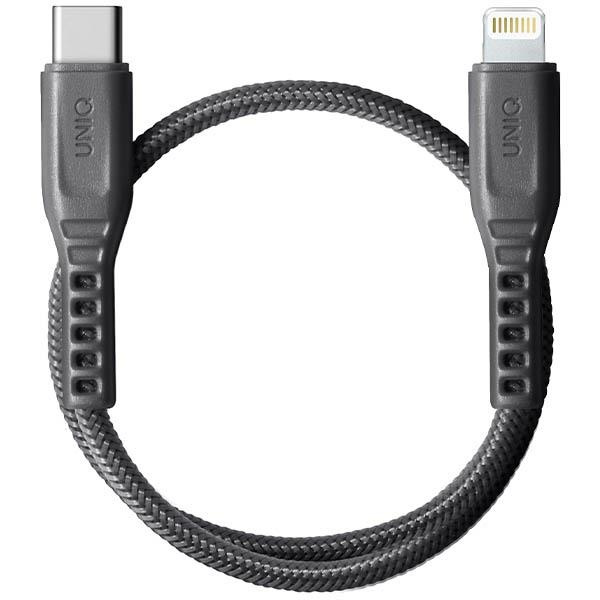 UNIQ Flex USB-C/Lightning 18W 30cm Nylon cable charcoal grey