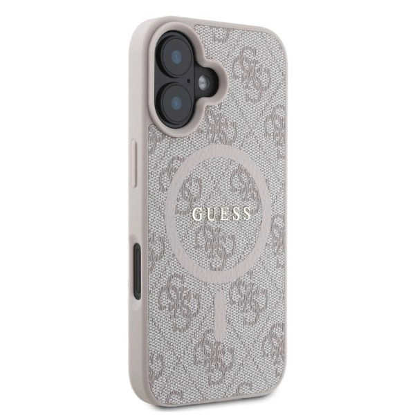Case Guess GUHMP16SG4GFRP Apple iPhone 16 hardcase 4G Ring Classic Logo MagSafe pink