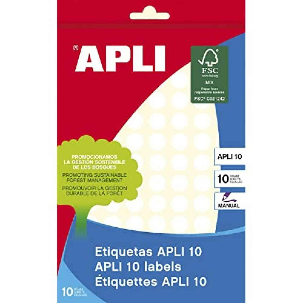 Etykiety samoprzylepne Apli Biały Ø 1 cm 10 Kartki (10 Sztuk)