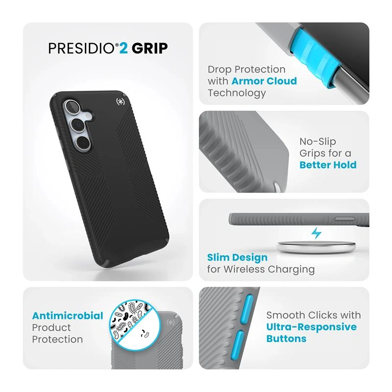 Speck Presidio2 Grip Samsung Galaxy S24 FE (Black/Slate Grey/White)