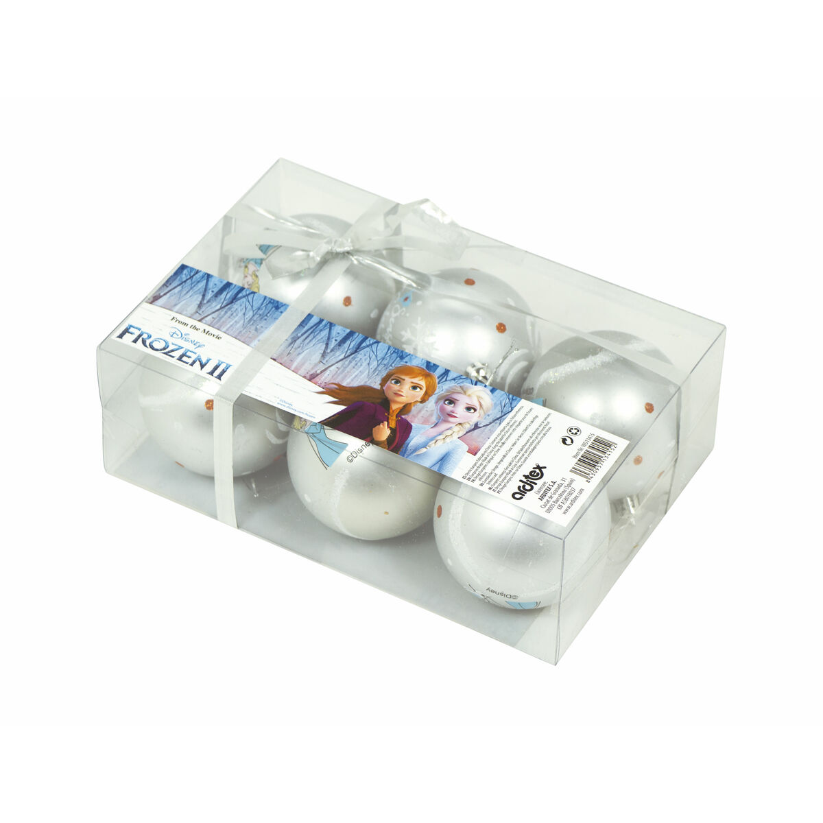 Christmas Bauble Frozen Memories Silver 6 Units Plastic (Ø 8 cm)