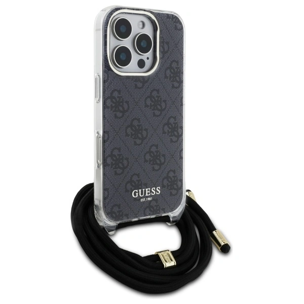 Guess GUHCP16LHC4SEK Apple iPhone 16 Pro hardcase Crossbody Cord 4G Print black