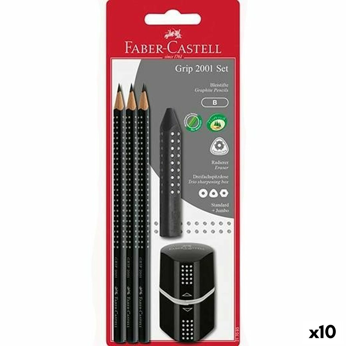 Pencil Set Faber-Castell Black 10Units