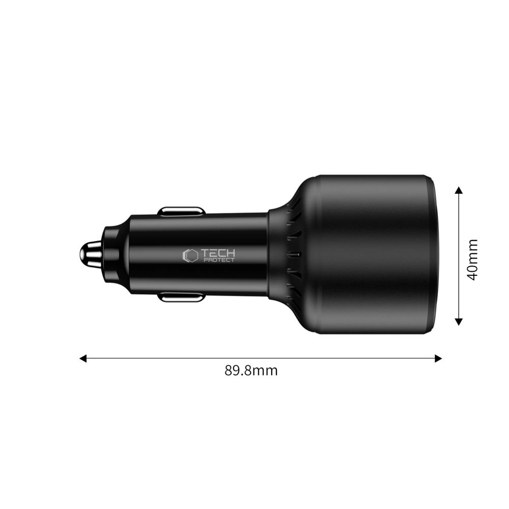Tech-Protect CC04 3-port Car Charger USB-A, 2xUSB-C PD 175W Black