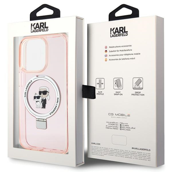 Karl Lagerfeld KLHMP15LHMRSKCP Apple iPhone 15 Pro hardcase Ring Stand Karl&Choupettte MagSafe pink