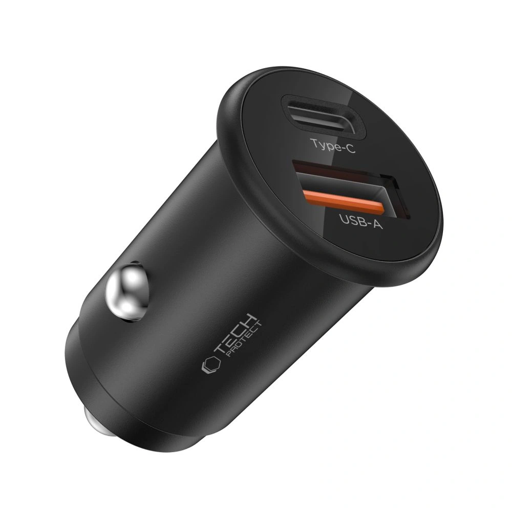 Tech-Protect CC02 2-port Car Charger USB-A, USB-C PD 35W / QC 3.0 Black