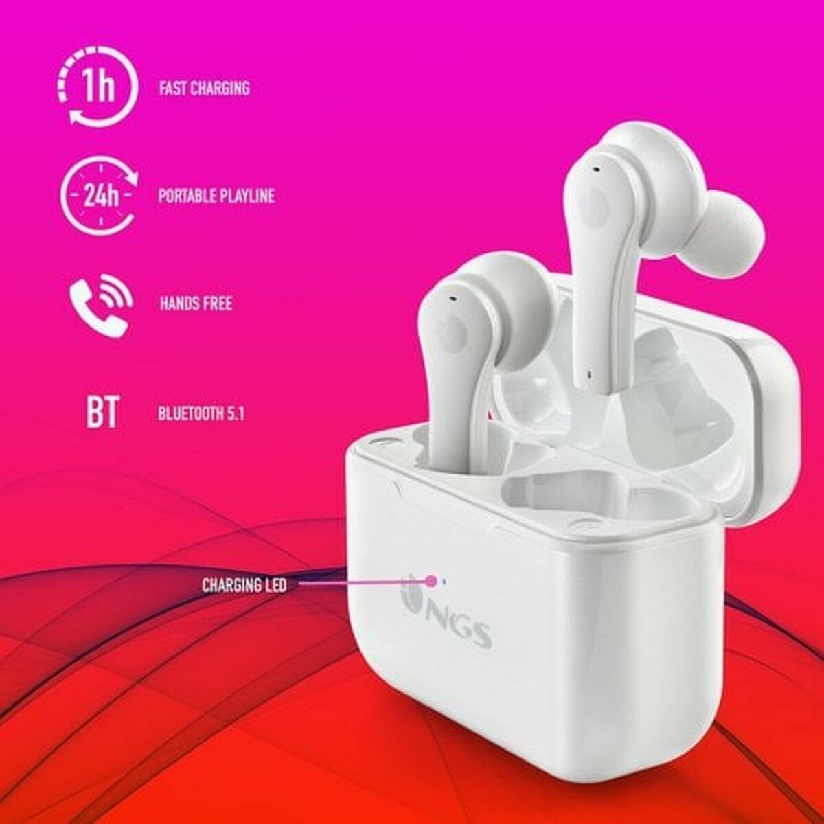Bluetooth Headphones NGS ARTICABLOOMWHITE White Black Bluetooth Headphones NGS ARTICABLOOMWHITE White Black